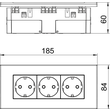 6119414 OBO SDE-RW D0RW3 Steckdosen einheit Modul 45 3fach 84x185x59 reinwei Produktbild Additional View 1 S