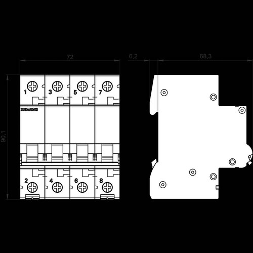 5SL6413-6 Siemens LS-SCHALTER 6KA 4POL B13 Produktbild Additional View 2 L