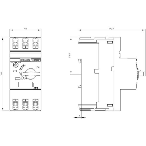 3RV2011-1AA20 Siemens LEISTUNGSSCHALTER FEDERZUGANSCHL. 1,6A Produktbild Additional View 2 L