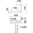 6365922 OBO TPDG 245 FS Wand- und Deckenbügel für Gitterrinne B245mm St Produktbild Additional View 1 S