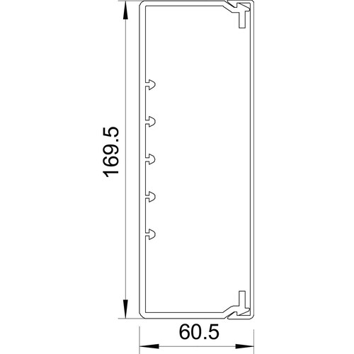 6191258 OBO WDK60170RW Wand- und Deckenkanal mit Bodenlochung 60x170x2000 Produktbild Additional View 1 L