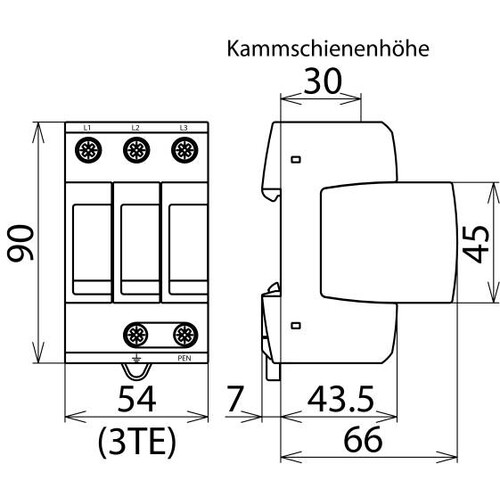 952304 DEHN Überspannungsableiter Typ 2 DEHNguard M 3-polig für TN-C-Systeme Produktbild Additional View 2 L