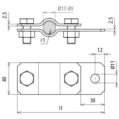 410329 DEHN Erdungsrohrschelle D 26,9mm NIRO m. Anschlussbohrung D 11mm Produktbild Additional View 1 L