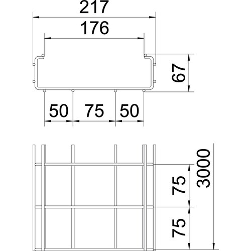 6017444 OBO CGR 50 200 FT C-Gitterrinne 50x200x3000 Stahl tauchfeuerverzinkt Produktbild Additional View 1 L