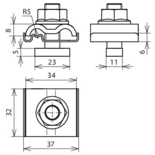 540260 DEHN UNI-Erdungsklemme NIRO f. Rd 8-10mm u.Leiter 4-50mm² m.Schraube M10 Produktbild Additional View 1 L