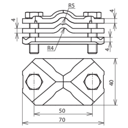 454000 DEHN Verbindungs-/Trennklemme St/tZn m. Zwischenplatte f. Rd 7-10/Fl 3 Produktbild Additional View 1 L