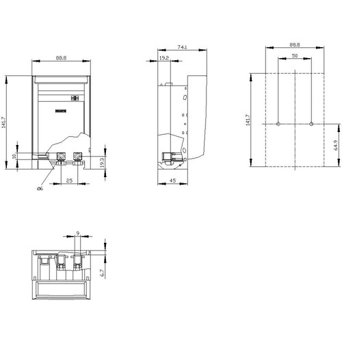 3NP1123-1CA20 SIEMENS Sicherungslast trennschalter 3 polig NH000 160A Produktbild Additional View 2 L