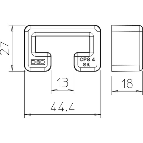 1124555 OBO CPS 4 SK OR SP Schutzkappe gespritzt zu Schiene CPS 4 45x18mm Polye Produktbild Additional View 1 L