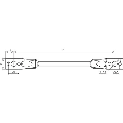 377210 DEHN Überbrückungsseil Cu 16mm2 L 200mm m. 2Kabelschuhen B10,5u.2x6,5mm Produktbild Additional View 1 L