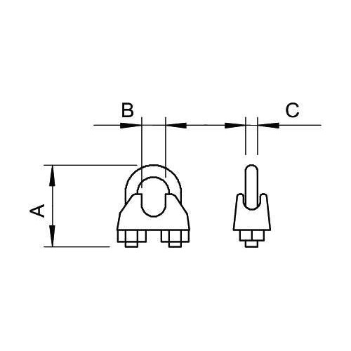 5302056 OBO 947 5 F Drahtseilklemme 5mm Temperguss feuerverzinkt Produktbild Additional View 1 L