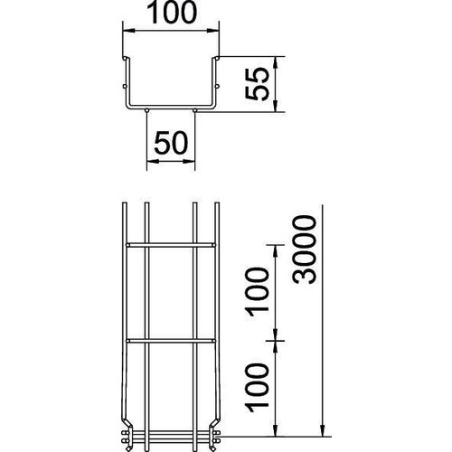 6001416 OBO GRM 55 100 FT Gitterrinne GRM 55x100x3000 Stahl tauchfeuerverzinkt Produktbild Additional View 1 L