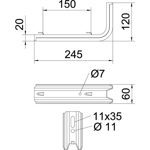 6366031 OBO TPSAG 245 FS TP Wand- und Stielausleger für Gitterrinne B245mm Sta Produktbild Additional View 1 L