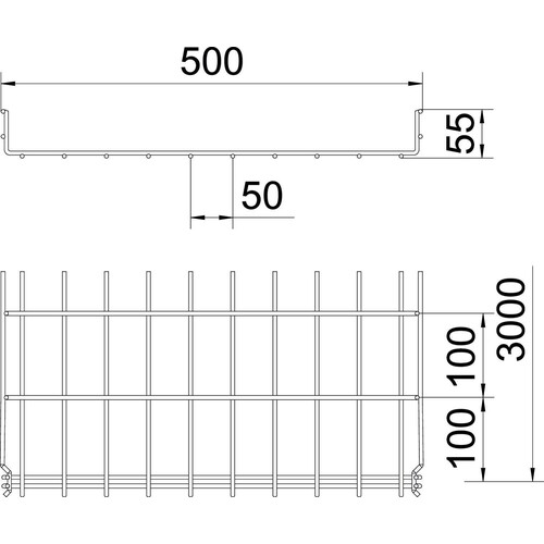 6001432 OBO GRM 55 500 FT Gitterrinne GRM 55x500x3000 Stahl tauchfeuerverzinkt Produktbild Additional View 1 L