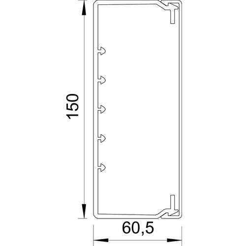 6027156 OBO WDK60150LGR Wand- und Deckenkanal mit Bodenlochung 60x150x2000 Produktbild Additional View 1 L