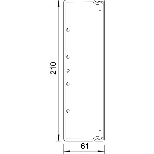 6027172 OBO WDK60210LGR Wand- und Deckenkanal mit Bodenlochung 60x210x2000 Produktbild Additional View 1 L