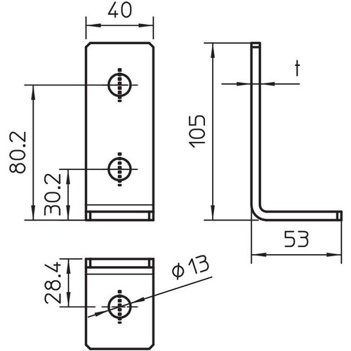 1124701 OBO GMS 3 VW 90 V2A Verbindungswinkel 90°, mit 3 Löchern 105 Produktbild Additional View 1 L