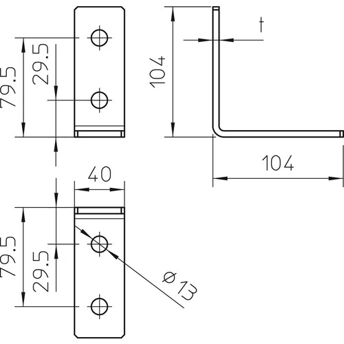 1124703 OBO GMS 4 VW 90 V2A Verbindungswinkel 90°, mit 4 Löchern 104 Produktbild Additional View 1 L