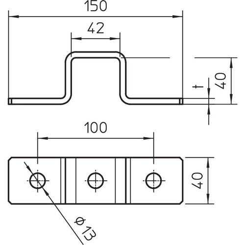 1124753 OBO GMS 3 O 4141 V4A Omegabügel mit 3 Löchern 150x45x40x4 Edelstahl, ros Produktbild Additional View 1 L