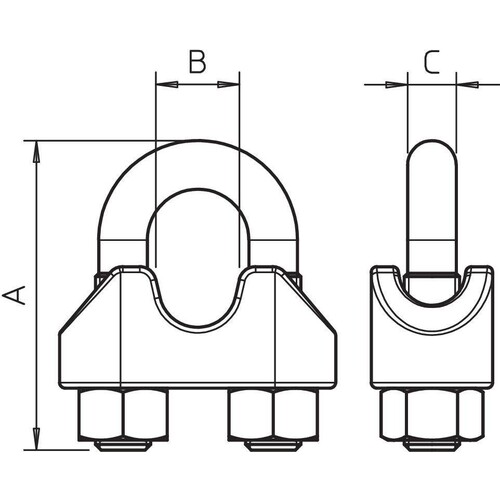 5302188 OBO 947 10 V4A Drahtseilklemme 10mm Edelstahl, rostfrei Produktbild Additional View 1 L