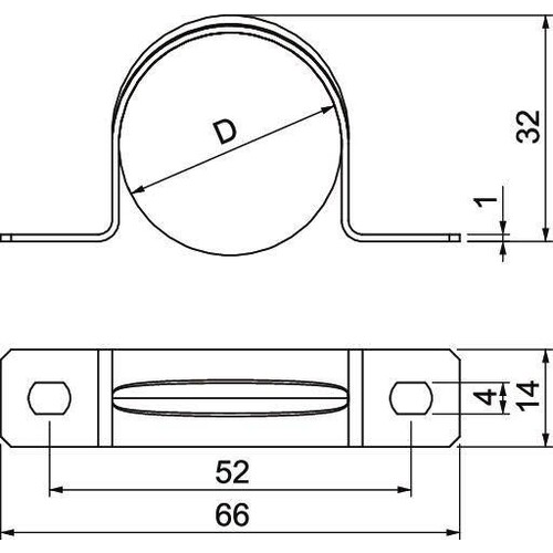 1018693 OBO 605 32 V4A Befestigungs- schelle zweilappig 32mm Edelstahl rostfr Produktbild Additional View 1 L