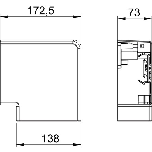 6274420 OBO GK-FH70130RW Flachwinkel Haubenformteil 70x130mm Polycarbonat/Acr Produktbild Additional View 1 L