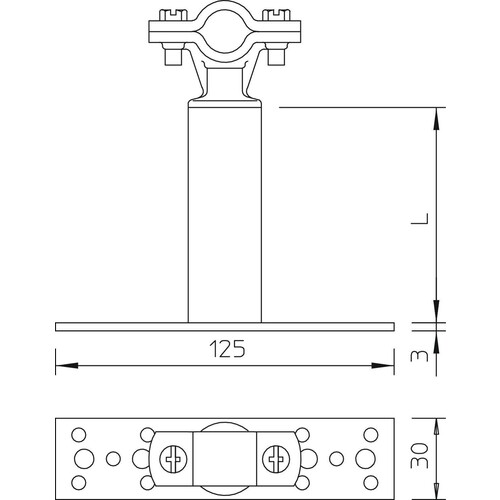 5408814 OBO ISO-A-800 ISO-Abstandhalter mit Befestigung 800mm Aluminium Produktbild Additional View 1 L