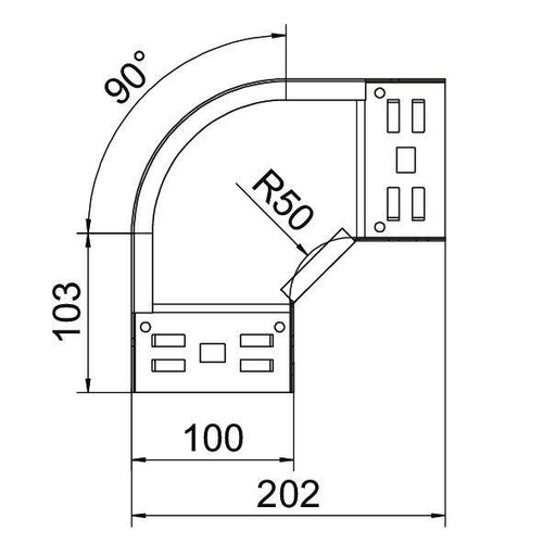 6041130 OBO RBM 90 610 FS Bogen 90° mit Schnellverbindung 60x100 Stahl bandverzi Produktbild Additional View 1 L