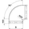 6041134 OBO RBM 90 620 FS Bogen 90° mit Schnellverbindung 60x200 Stahl bandverzi Produktbild Additional View 1 S