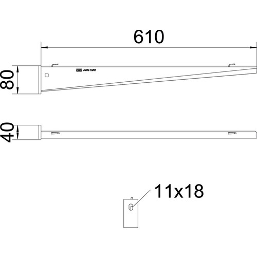 6420616 OBO AW G 15 61 FT Wand- und Stielausleger für Gitterrinne B610mm Sta Produktbild Additional View 1 L