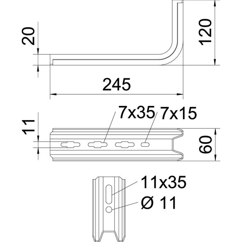 6364209 OBO TPSA 245 FS TP-Stiel/ Wand + Stielausleger Einsatz als Stiel und Au Produktbild Additional View 1 L