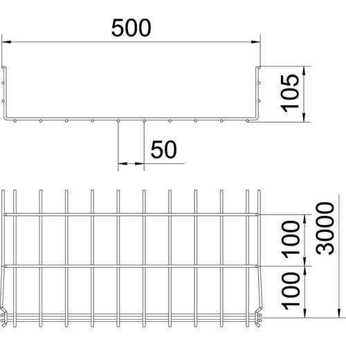 6002415 OBO GRM 105 500 G Gitterrinne GRM 105x500x3000 Stahl galvanisch verzin Produktbild Additional View 1 L