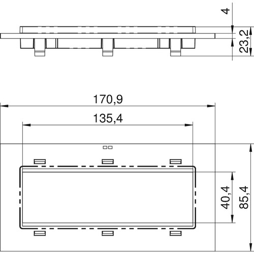 7408452 OBO T8NL P105 9011 Abdeckplatte 3f Modul 45 für T4L/T8NL Polyamid graphi Produktbild Additional View 1 L