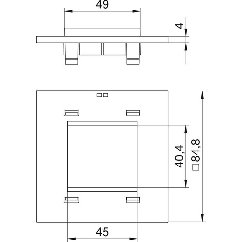 7408474 OBO T8NL P45 9011 Abdeckplatte 1f Modul 45 für T4L/T8NL Polyamid graphi Produktbild Additional View 1 L