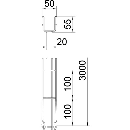 6001415 OBO GRM 55 50 FT Gitterrinne GRM 55x50x3000 Stahl tauchfeuerverzinkt Produktbild Additional View 1 L