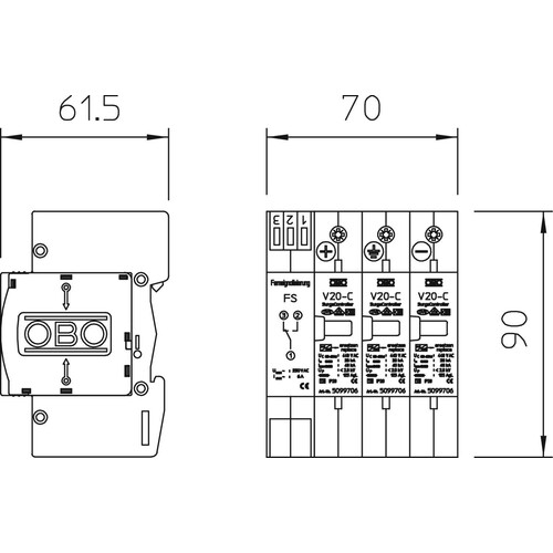 5094574 OBO V20-C 3PHFS-1000 SurgeController V20 dreipolig für Photov Produktbild Additional View 1 L