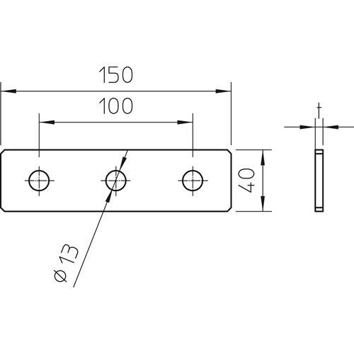 1124647 OBO GMS 3 VP FT Verbindungsplatte mit 3 Löchern 150x40x5 Produktbild Additional View 1 L