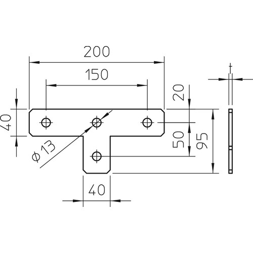 1124655 OBO GMS 4 VP T FT Verbindungsplatte T-Form 200x95x40x5 Sta Produktbild Additional View 1 L