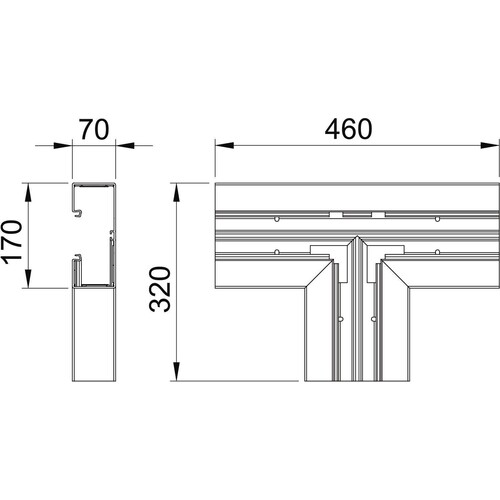 6274760 OBO GK-T70170RW T-Stück 70x170mm Polyvinylchlorid reinweiß Produktbild Additional View 1 L