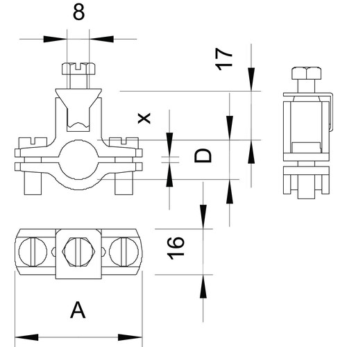 5050138 OBO 950 Z 1 1/4 Erdungsschelle für Rundleiter 1 1/4" Produktbild Additional View 1 L