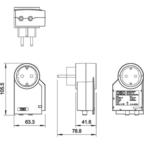 5092816 OBO FC-SAT-D FineController inklusive SAT-Schutz 230V  reinweiß Produktbild Additional View 1 L