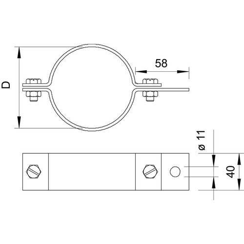 5102197 OBO 303 DIN-2 Rohrschelle 2" Stahl tauchfeuerverzinkt Produktbild Additional View 1 L