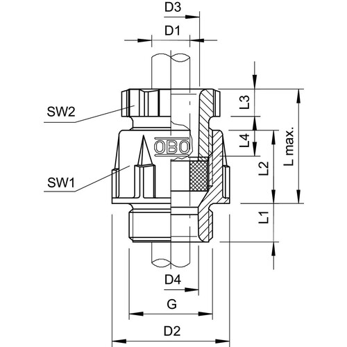 2035324 OBO 106 M16 PS Kabelverschraubung M16 Polystyrol lichtg Produktbild Additional View 1 L