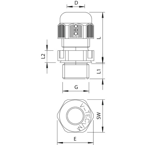 2022847 OBO V-TEC VM20 SGR Kabelverschraubung vollmetrisch M20 Poly Produktbild Additional View 1 L