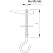 3482030 OBO 454 M6x100 G Kippdübel mit Deckenhaken M6x100mm Stahl galvanisch ve Produktbild Additional View 1 S