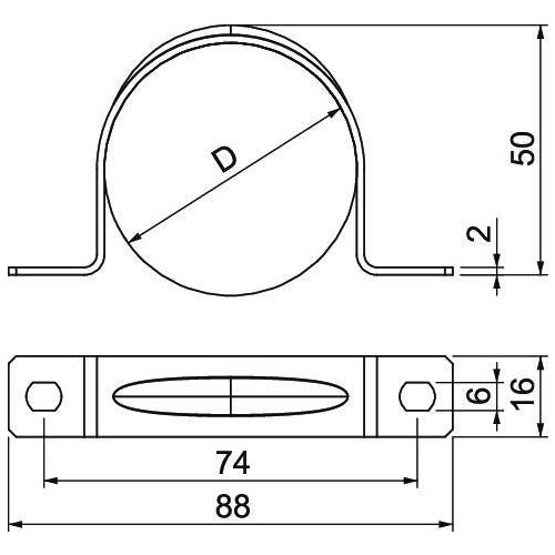 1018507 OBO 605 50 G Befestigungsschelle zweilappig 50mm Stah Produktbild Additional View 1 L