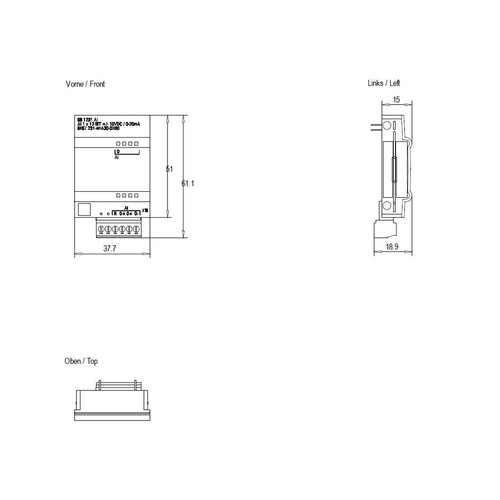 6ES7231-4HA30-0XB0 Siemens Simatic S7 Analogeingabe SB1231 1AI Produktbild Additional View 2 L