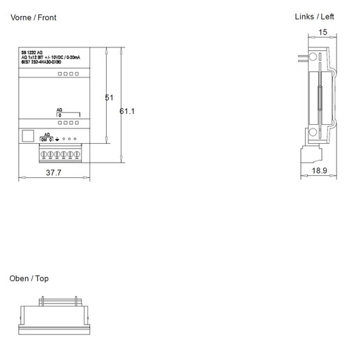 6ES7232-4HA30-0XB0 SIEMENS Simatic S7-1200 Analogausgabe SB1232 Produktbild Additional View 2 L