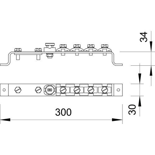 5015014 OBO 1808 Potentialausgleichsschiene 300mm Messing Produktbild Additional View 1 L