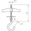 3481778 OBO 452 M4x70 G Federklappdübel mit Deckenhaken M4x70mm Stahl galvanisch Produktbild Additional View 1 S