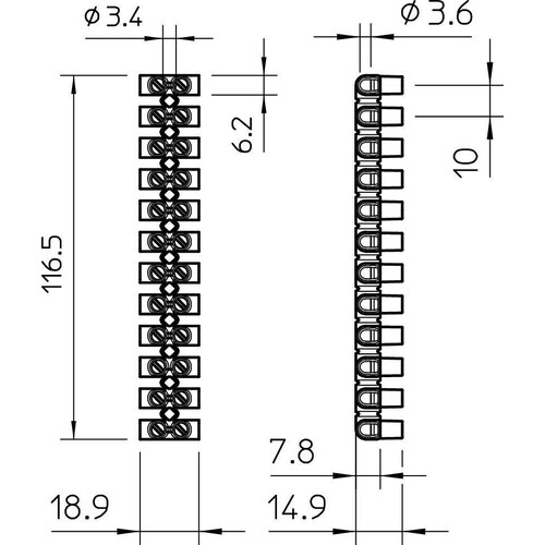 2056224 OBO 74 CE WS Reihenlusterklemme 6,0mm² Polypropylen weiß 1Pkg=10SStk Produktbild Additional View 1 L